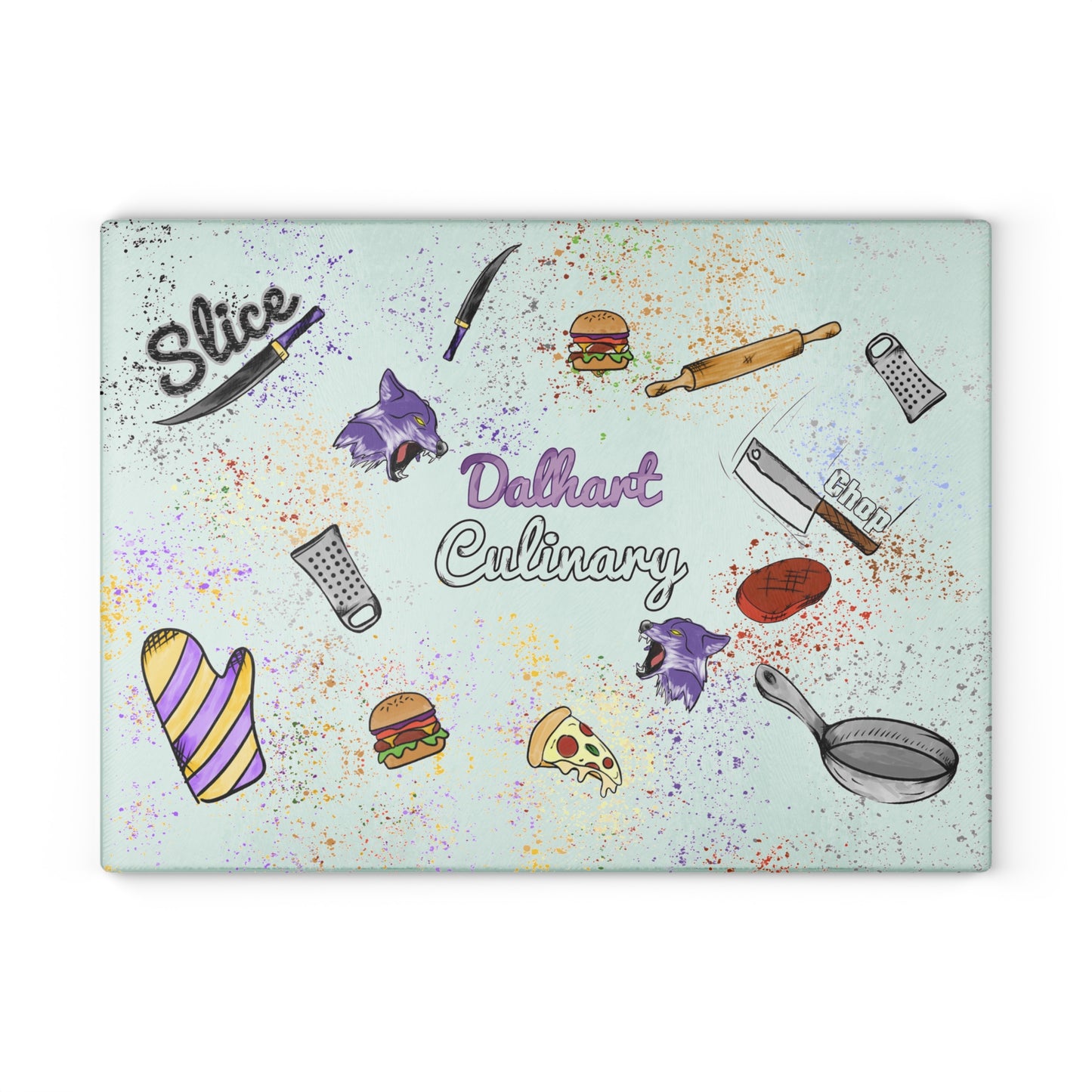 Dalhart Culinary Glass Cutting Board (Hand Drawn Design)